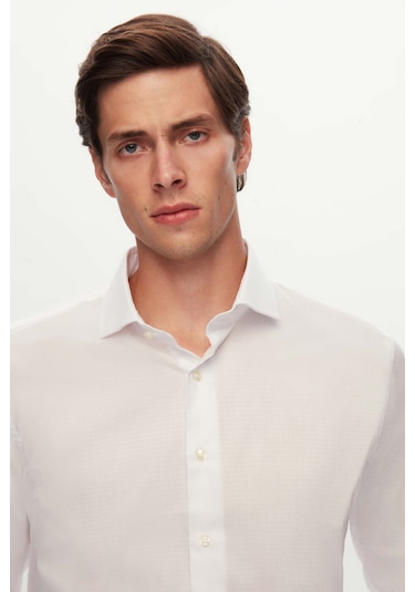 Ds Damat Slim Fit Beyaz Armürlü Gömlek 3hf02ıg141851 Beyaz