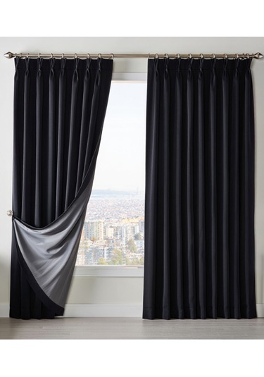 Dauble Blackut Karartma Perde Tek Kanat 1x2 Amerikan Pileli Fon Perde Antrasit
