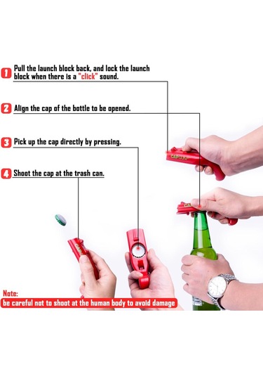 Gri Taşınabilir Kap Tabancası Yaratıcı Uçan Kapak Başlatıcısı Şişe Bira Açacağı Bar Aracı İçecek Açılış Tabancası Şekilli Şişe Kapakları Atıcı Gri