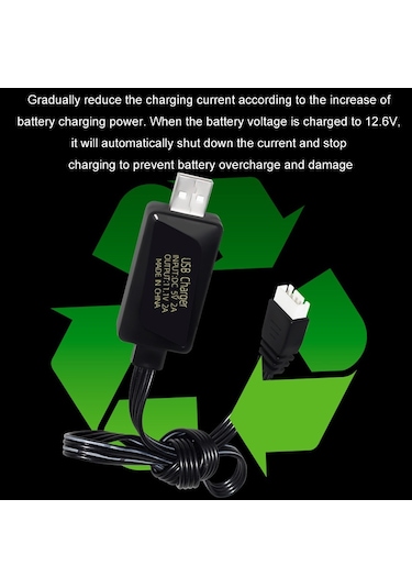 Sones 11.1v 2a 3s Lityum Pil Usb Şarj Cihazı Işıklı 4 Pinli Fiş