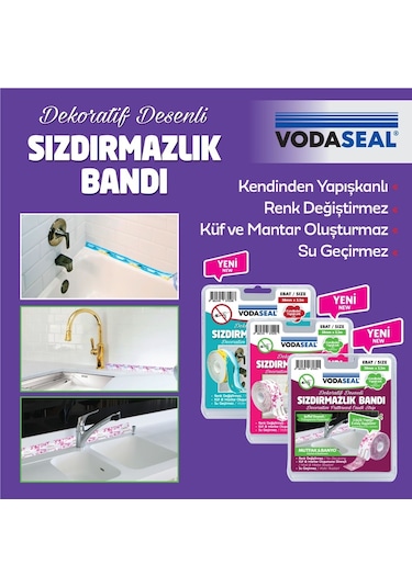 Vodaseal Sızdırmazlık Bandı 38 Mmx3,20 Mt Pembe Çiçek Desen