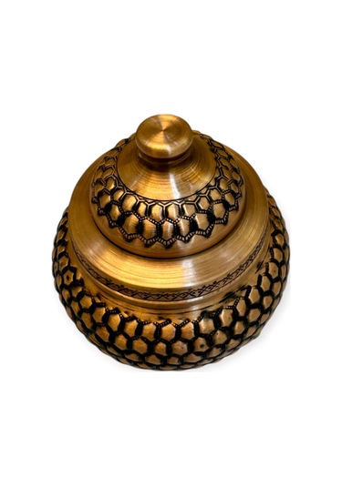 Petek Desenli Bakır Şekerlik, Skoç Eskitme Bakır