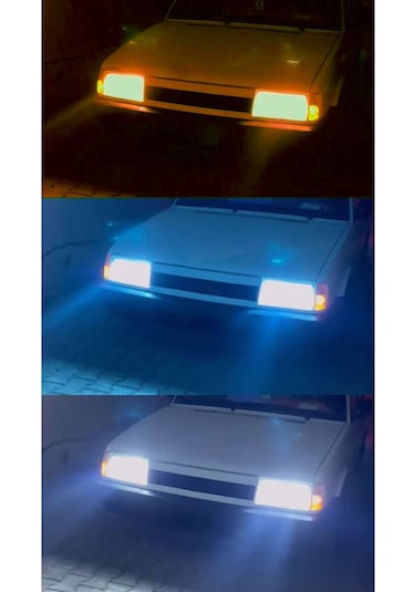 H3 - 3 Renk Xenon Şimşek Etkili 3 Renk Deli Mavi - Sarı- Kristal Beyaz Led Zenon Led Xenon
