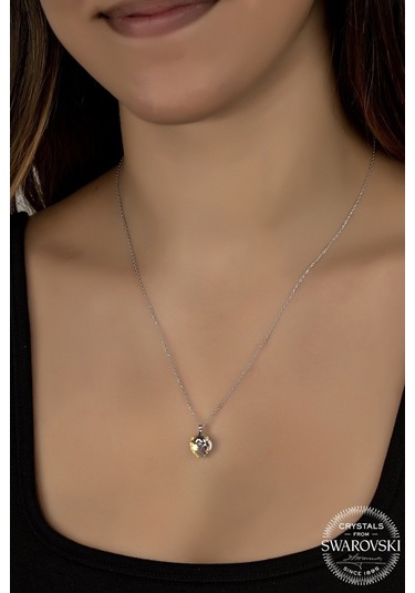 Union Swarovski Crystal Kadın Kalp Gümüş Kolye (550094024)-Gümüş