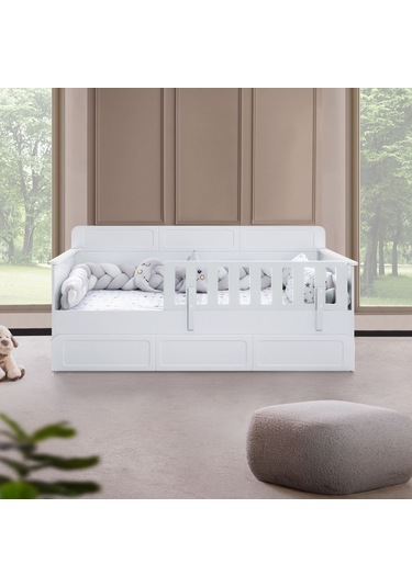 Mira Çocuk Odası Takımı, Mira Yavrulu Karyola, Berlin 3 Kapaklı Dolap - Beyaz Renkli