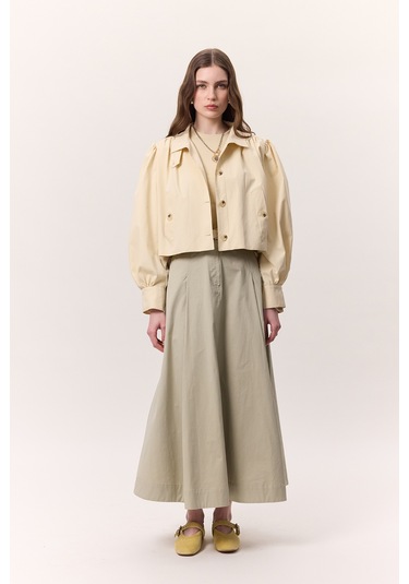 Cep Detaylı Geniş Etek Soft Yeşil Soft Yeşil