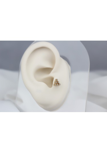 Glorria Altın Piramit Tragus Piercing Altın