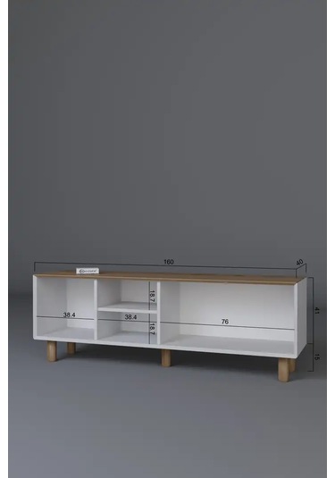 Bohem Serisi Garden Meşe - Beyaz Pvc Hasır Desen Tv Ünitesi Açık Ceviz & Beyaz