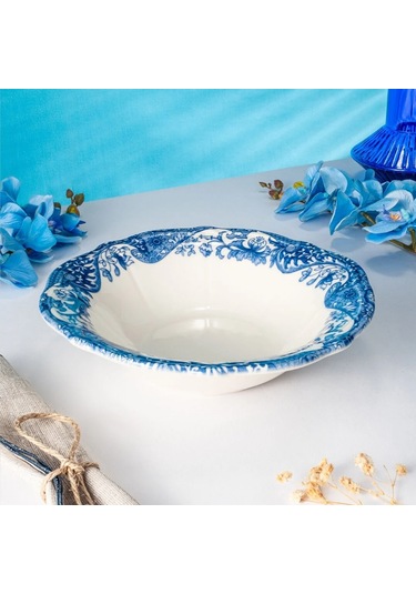 Fecra Vintage Blue Kase 25 Cm Beyaz - Mavi