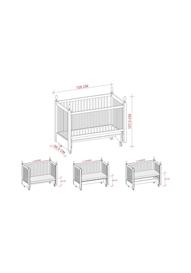 Meltem Kids Kral Sallanır Ahşap Anne Yanı Beşik 60x120 cm (beyaz ) Beyaz