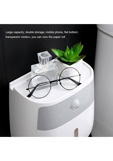 Su Geçirmez Duvara Monte Tuvalet Rulo Sahipleri Havlu Banyo Doku Kağıt Kutusu Depolama Raf Mutfak Kağıt Dağıtıcı Depolama Rafları Ve Amp Raflar 22 x 13.6 x 11.2 CM