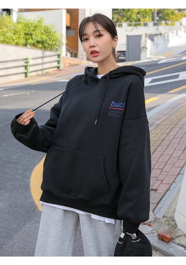 Kadın Gri Back Baskılı Oversize Sweatshirt Ts-Backswt Gri