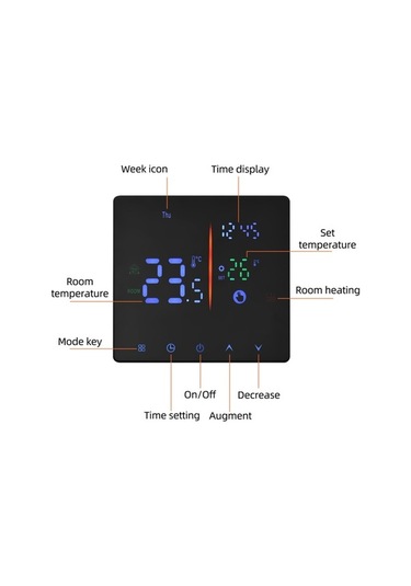 Pazly East1 Model Sıradan Tam Dokunmatik Akıllı Termostat, Çocuk Kilidi, 16a Güç Kaynağı