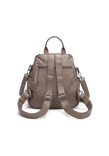 Yıkama Deri Sırt Askılı Kadın Çantası 21-k Barcelona 1908 Vizon