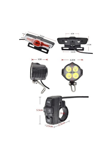 Fashionfit Ve Ve V Siyah Sinyalleri Seti Ön Kuyruk Korna Kitleri Işık Işık Işık İle Far Elektrikli Ebike Dönüş Bisiklet Bisiklet Arka Anahtarı 24-48 Sb Siyah Siyah