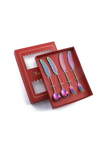 304 Paslanmaz Çelik Tüy Tasarım Modern Şık Kaşık Çatal Gümüş GÜmüş