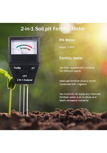 2'si 1 Arada Toprak Ph Ölçer Verimlilik Test Cihazı Ph Test Cihazı Bahçe Çiftlik Çim İç Mekan Dış Mekan Bitki Bakımı