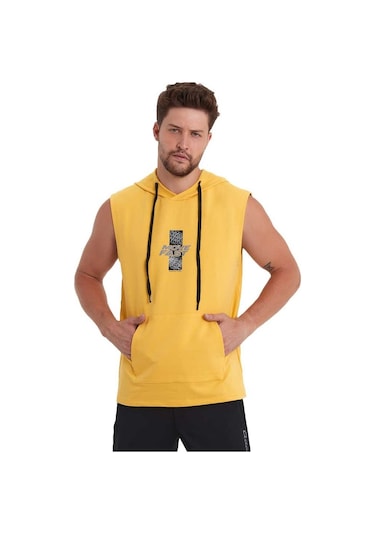 Adams Erkek Kapüşonlu Kanguru Cepli Kolsuz Sweatshirt 001