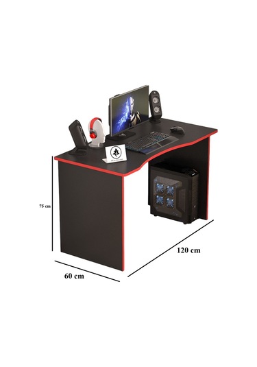 Eğri Kenar Oyuncu Masası Gamer Masası 120x60 Cm Siyah