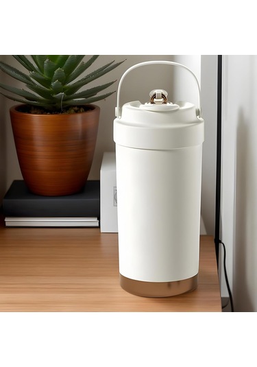 Skycity 500ml Seramik Termos Bardak: Sıcak/sojuk Saklama, Damlacık Önleme, Dışarda, Ofiste Ve Seyahatte Kullanım İçin Taşınabilir Kupa Beyaz