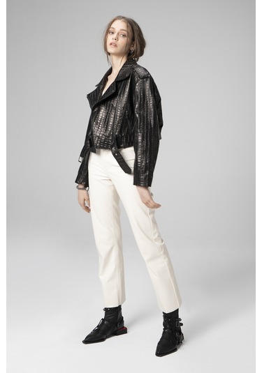 Dericlub H.quınn Crop Biker Kadın Deri Mont