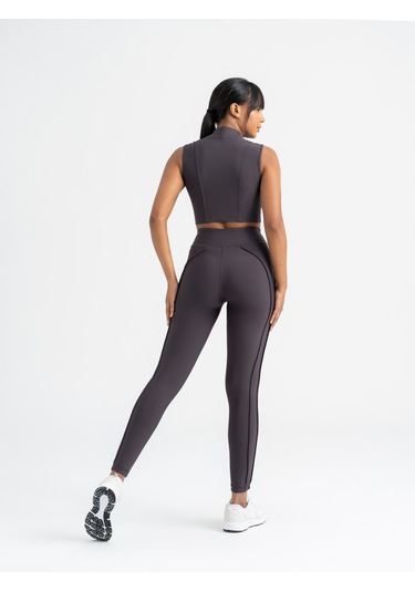Dikişle Modellenmiş Spor Tayt Füme