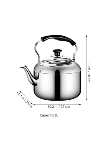 Fortunelane Soba Üstü 8 L Ergonomik Saplı Paslanmaz Çelik Çaydanlık Su Isıtıcısı Çelik