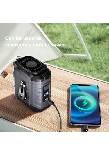 10000mah Taşınabilir Asılı Bel Dış Mekan Usb Fan Yüksek Rüzgar Enerjisi Mini Fan Turuncu Kırmızı