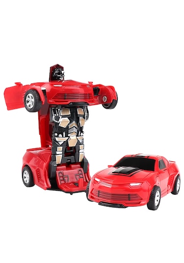 Oyuncak Uzaktan Kumandalı Araba Transformers Tarzı Robota Dönüşen Oyuncak Araba Mustang Kırmızı
