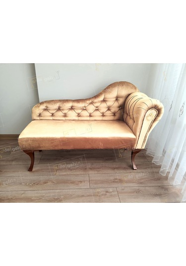 Ters Kol Dekoratif Bihter Koltuk Josefin Puf 110 Cm Ceviz Ayak Vizon