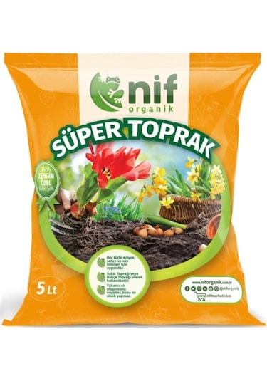 Nif Organik Süper Toprak Torflu Gübreli Saksı Toprağı 5 L