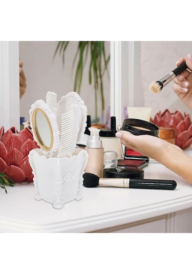 Willowhaven 4 Adet Vintage Saç Bakım Seti - Altın Ayna Saç Masajı Ve Fırça Hediyelik Altın