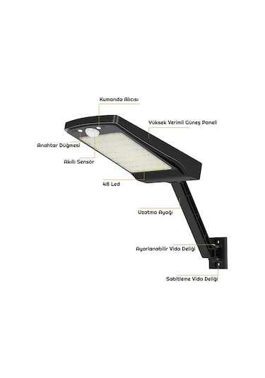 Exeo Güneş Enerjili 48led Kumandalı Harekete Duyarlı Solar Lamba