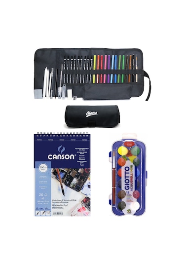 Canson Resim Defteri Mix Media A5 200 gr Faber Giotto Boyama Seti