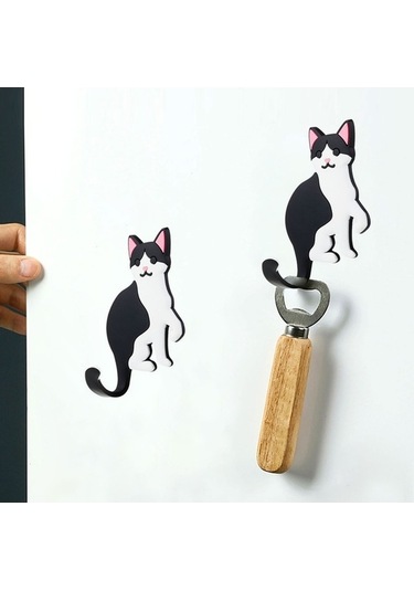 Dancemonkey Cbtx Bbq-029 Karikatür Kedi Köpek Duvar Kancası - Havlu Askı, Traceless Yapışkan Bantlı, Cat C7 Çok Renkli