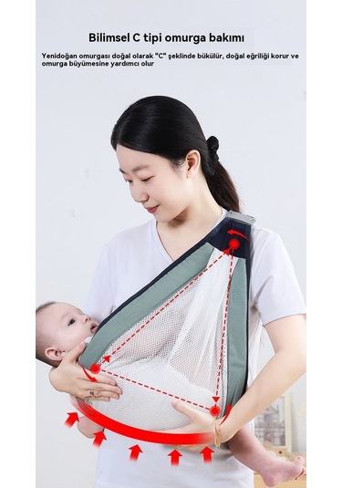 Jian Fan Yenidoğan Askıbebek Yatayönsarma Gri