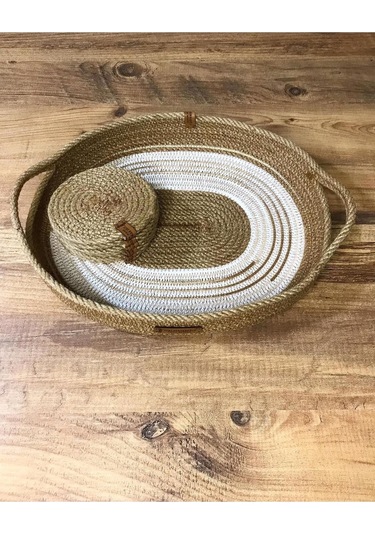 Çok Amaçlı Hasır Jüt Ipten Kapaklı Sepet 001