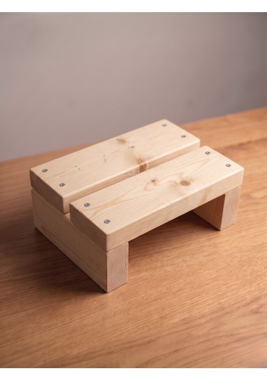 Nest Woodtr Doğal Ahşap Tek Katlı Basamak Tabure Yükseltici 30x25x15cm 1adet