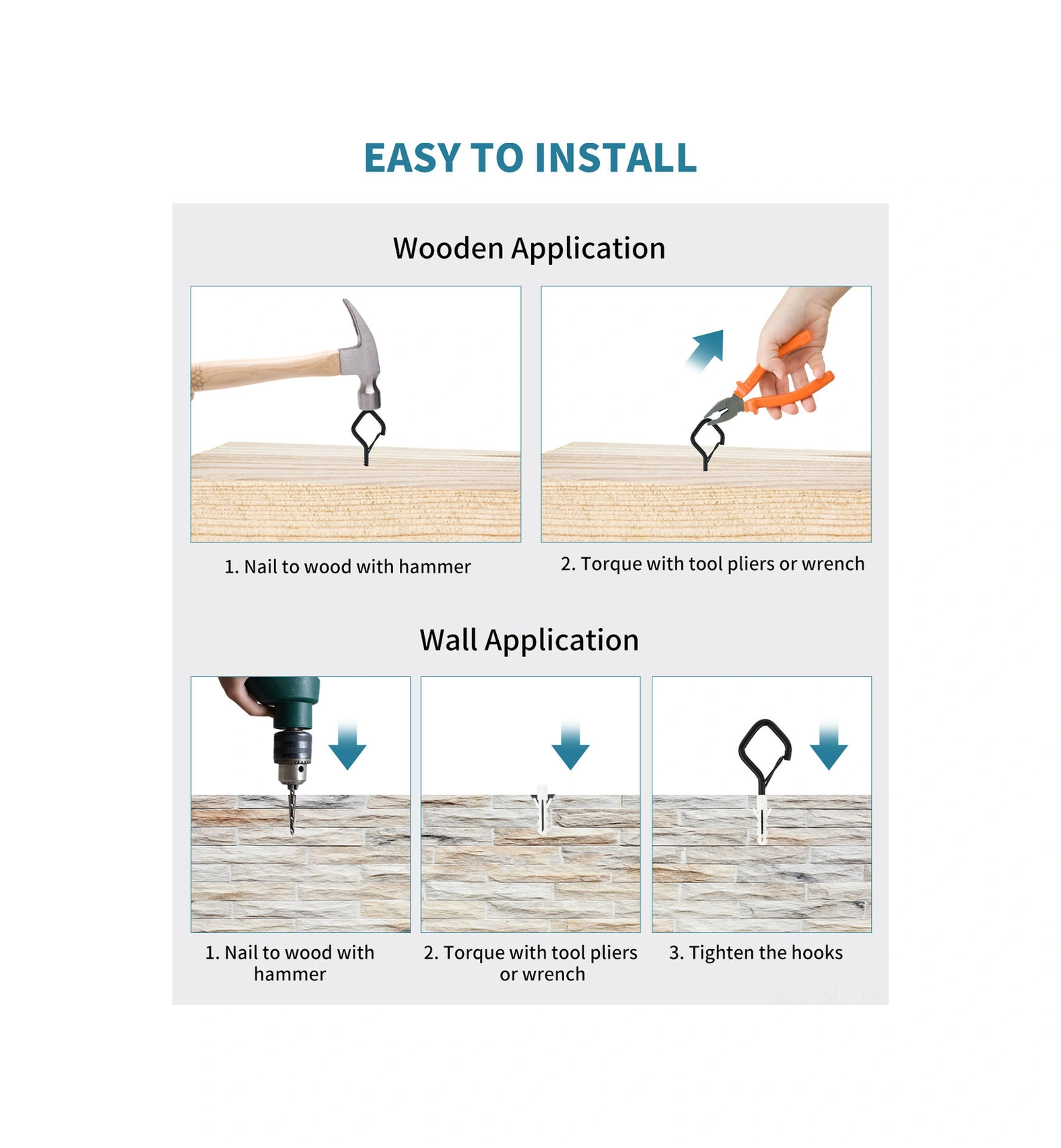 Mufunye 10 Adet Metal Çivi Kanca, Güvenlik Kilitli Dışarıdaki Işıklar, Bitkiler İçin Asma Hook, Hava Dayanıklı Ve Dayanıklı, Ahşap/çelik/beton Uyumlu