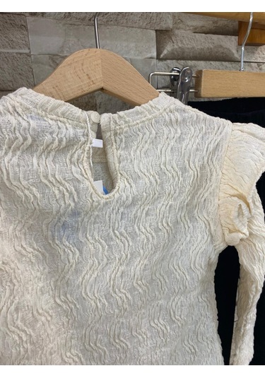 Lacıel Parıs Kadife Pantolon Bürümcüklü Bluz Kız Çocuk Eşofman Takım KREM