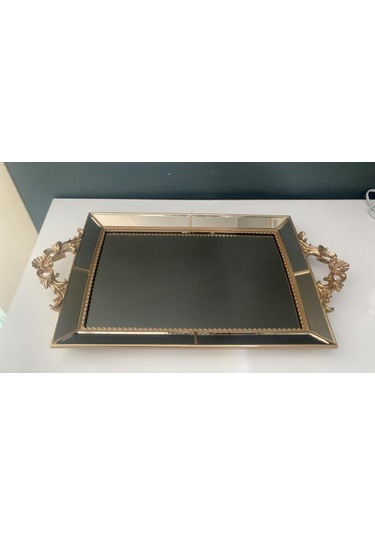 Selim Dekor Julia Aynalı Tepsi Vizon 25x40x3 Cm