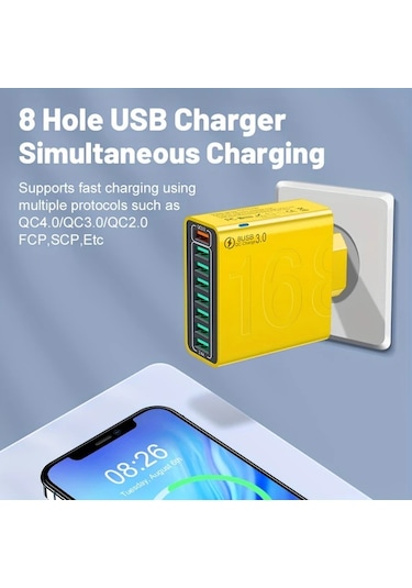 Xuweiwei Beyaz Kaxoe Cok Portlu Hizli Sarj Usb Duvar Telefon Sarj Adaptoru Qc 3 0 İphone Uyumlu Samsung BEYAZ