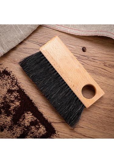 Suntek Kahve Değirmeni Makinesi Temizleme Fırçası Ahşap Saplı Dikdörtgen Delikli