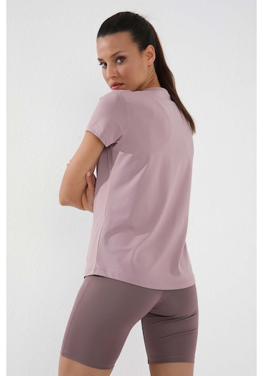 Gül Kurusu Basic Kısa Kol Standart Kalıp O Yaka Kadın T-shirt - 97144 Gül Kurusu
