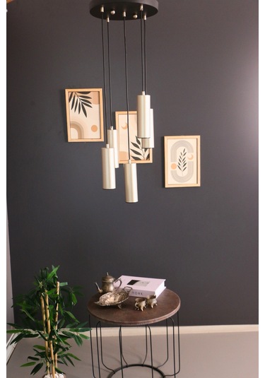 Bella Avize Modern Metal 5 Li Sarı-siyah Gövde Ampüllü Tasar... SARI