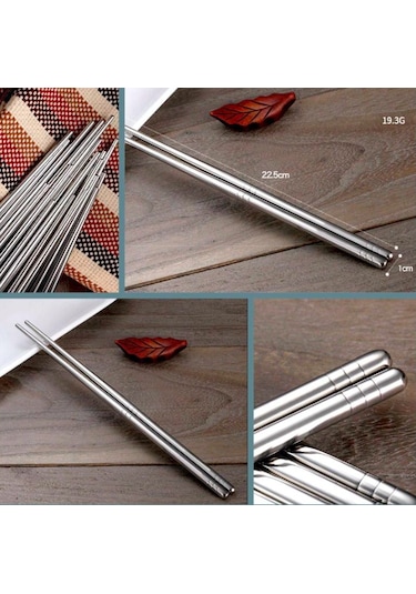 Omeniv İki Çift (4) 304 Hafif Çelik Chopstick Yemek Noodle Sushi
