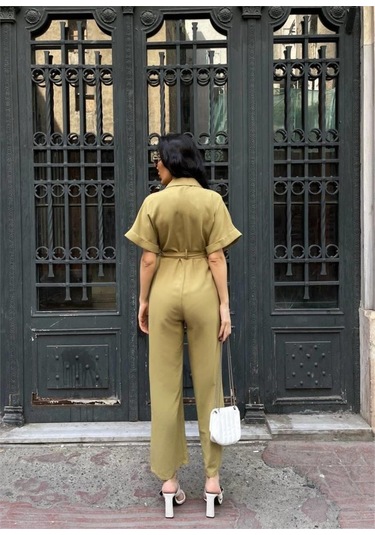 Ahes Shopping Keten Tulum Bel Bağlama Detaylı - Yeşil Yeşil