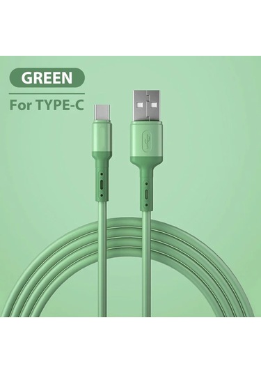 Nnbılı 3a Usb C Kablosu Hızlı Şarj Tip C Sıvı Yumuşak Silikon Veri Kablosu Green 1.5m Diğer