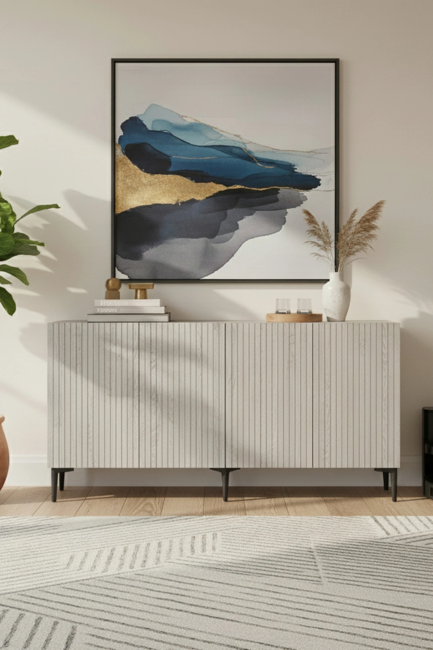 Ka1513bt Zeynep150 Konsol, Tv Sehpası Beyaz-traverten Kapak 150cm Beyaz