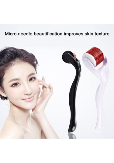 540 Mikro İğneli Derma Silindir - 0.3mm Mikro İğneleme Dermoroller - Beyaz 4950 İğneli Yüz Silindiri